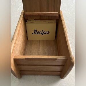 Natural Wood Recipe Flip Top Organizer Box with Dividers